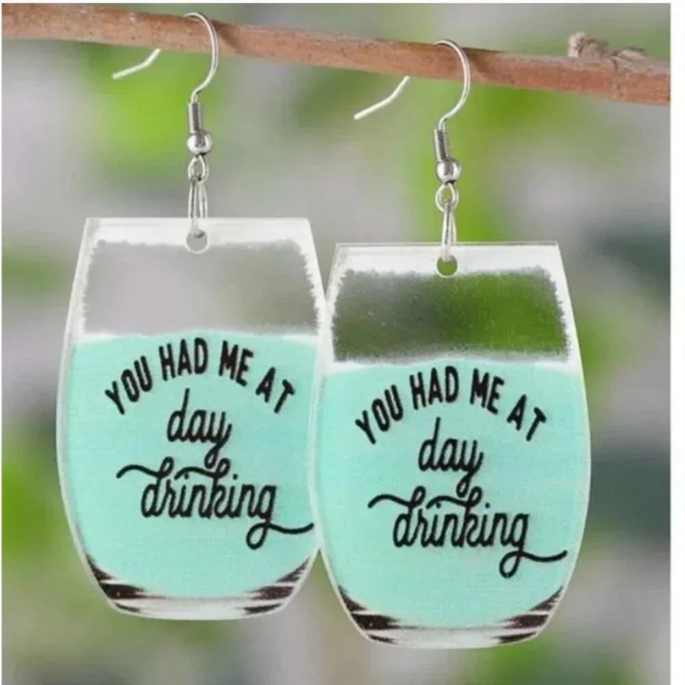 ⭐️❤️ FREE Day Drinking Glass Drink Alcohol Tequila Vodka Girly Party Earrings